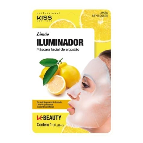 Máscara Facial de Algodão Kiss New York Iluminador Limão 20ml - Imagem 1