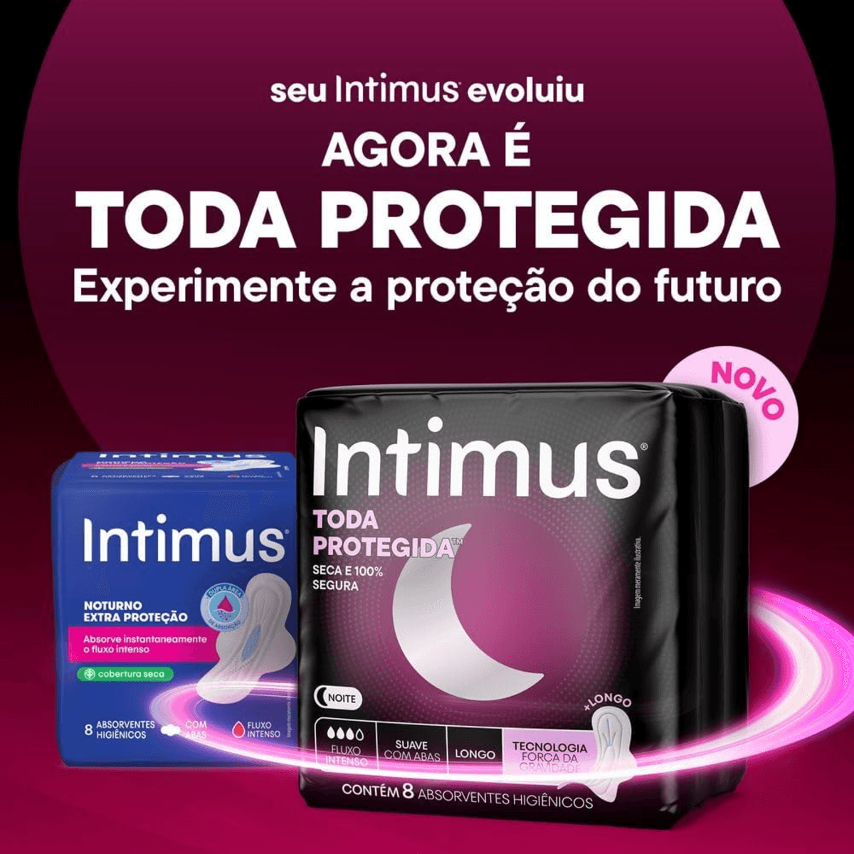 Absorvente Noturno Seca com Abas Intimus 8 Unidades - Imagem 2