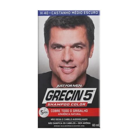 Shampoo Colorante Grecin 5 Just for Men Castanho Médio Escuro 60ml - Imagem 1