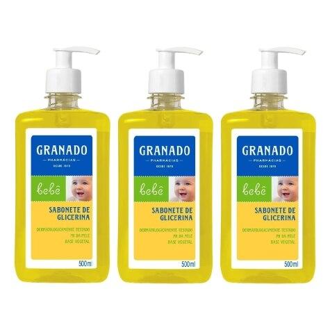 Kit 3 Unidades Sabonete Líquido Granado Bebê Glicerina 500ml - Imagem 1
