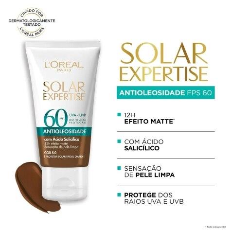 Protetor Solar Facial L'Oréal Expertise Antioleosidade FPS60 Cor 5.0 40g - Imagem 3