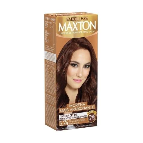 Tintura Maxton Embelleze Creme 5.74 Chocolate Intenso Acobreado 100ml - Imagem 1