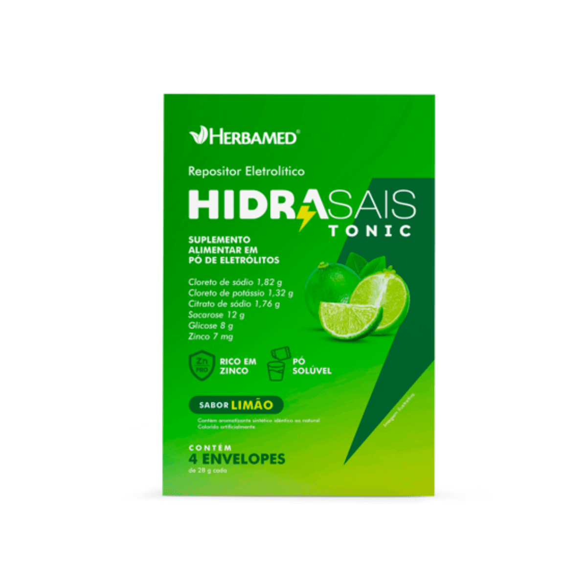 Suplemento Alimentar Hidrasais sabor Limão 4 Envelopes 28g Cada - Imagem 1