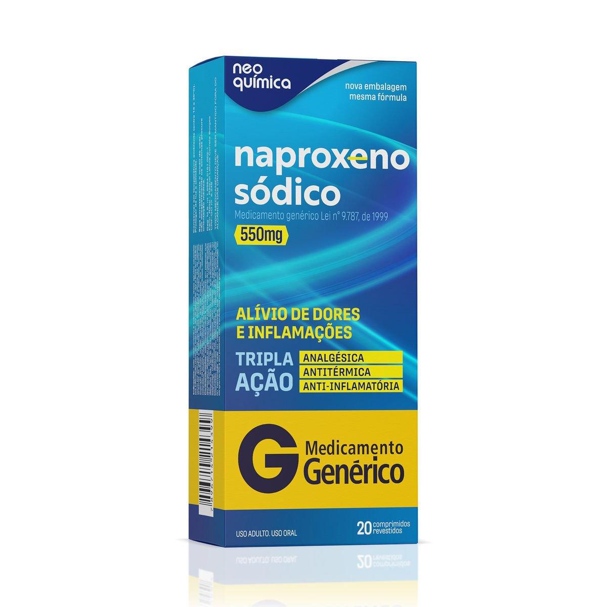 Naproxeno Sódico 550mg 20 Comprimidos Revestidos Neo Química Genérico - Imagem 1