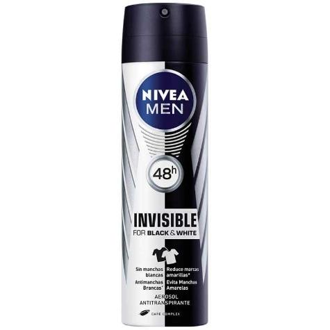 Desodorante Aerossol Nivea Men Black & White 72h 150ml - Imagem 1