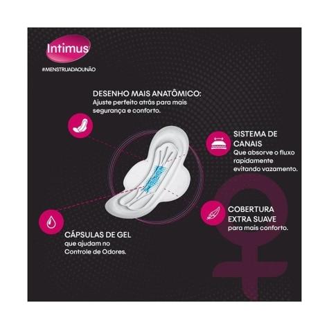 Absorvente Cobertura Extra Suave com Abas Intimus Tripla Proteção 32 Unidades Leve mais Por menos - Imagem 2