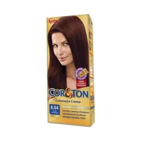 Tintura Cor&ton Niely Coloração Creme 6.54 Acaju Acobreado 135g - Imagem 1