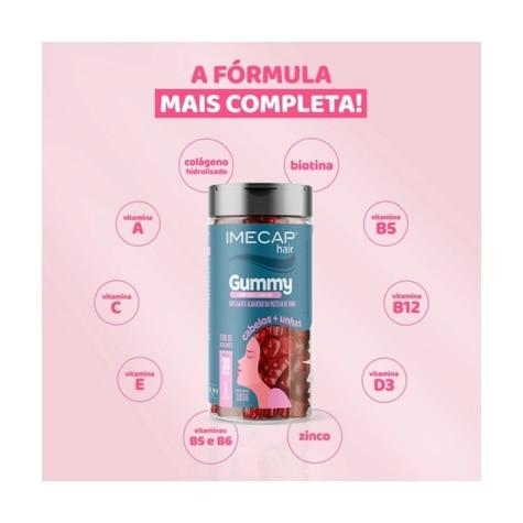 Imecap Hair Gummy Cabelos + Unhas Sabor Frutas Vermelhas 30 Unidades - Imagem 2