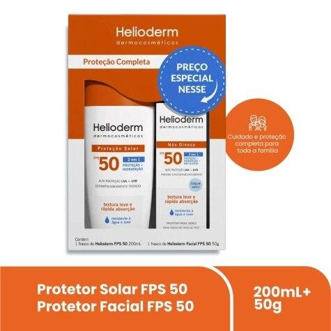 Kit Protetor Solar Corporal Helioderm Suncare FPS50 com 200ml + Facial FPS50 com 50g - Imagem 1