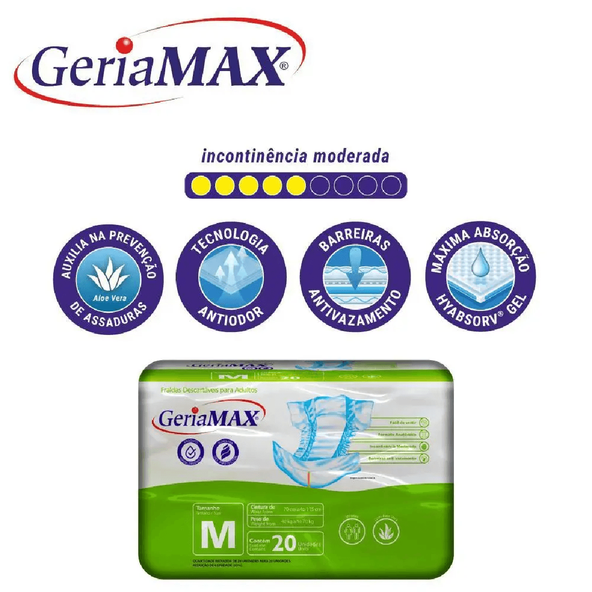 Fralda Geríatrica Geriamax M com 20un Embalagem Econômica - Imagem 2