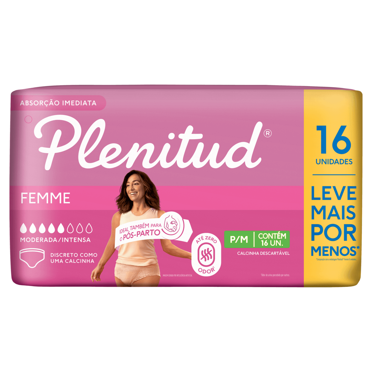 Roupa íntima Plenitud Femme P/M 16 Unidades Leve Mais por Menos - Imagem 1