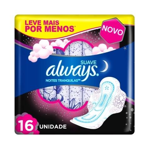Absorvente Noturno Suave com Abas Always Noites Tranquilas 16 Unidades Leve mais Por menos - Imagem 1