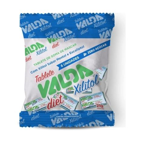 Goma de Mascar Valda Diet Xilitol Sabor Mentol, Eucalipto e Timol 6 Tabletes - Imagem 1