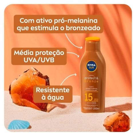 Protetor Solar Facial e Corporal Nivea Sun Protect & Bronze FPS15 200ml - Imagem 3