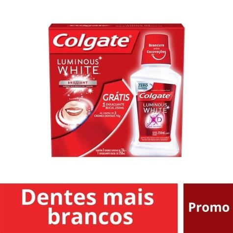 Kit Creme Dental Colgate Luminous White 3 Unidades 70g + Enxaguante Bucal - Imagem 1
