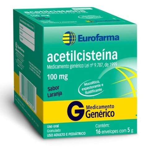 Acetilcisteína 100mg 16 Envelopes Eurofarma Genérico - Imagem 1