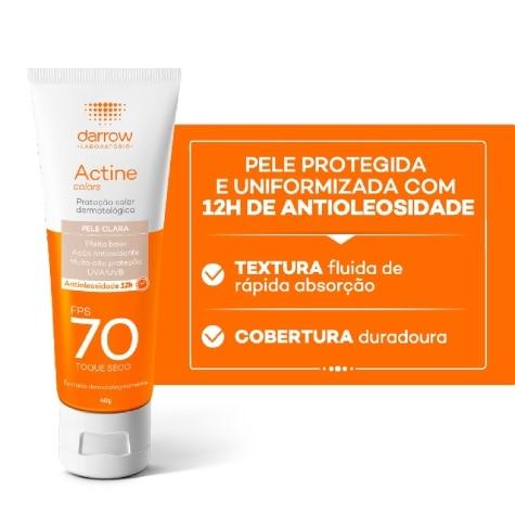 Protetor Solar Facial Actine Colors FPS70 Cor Clara 40g - Imagem 3