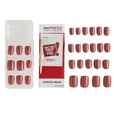 Unhas Postiças Autocolantes Impress Self Love Cor Crush Curta Quadrado 30 Unidades - Imagem 3
