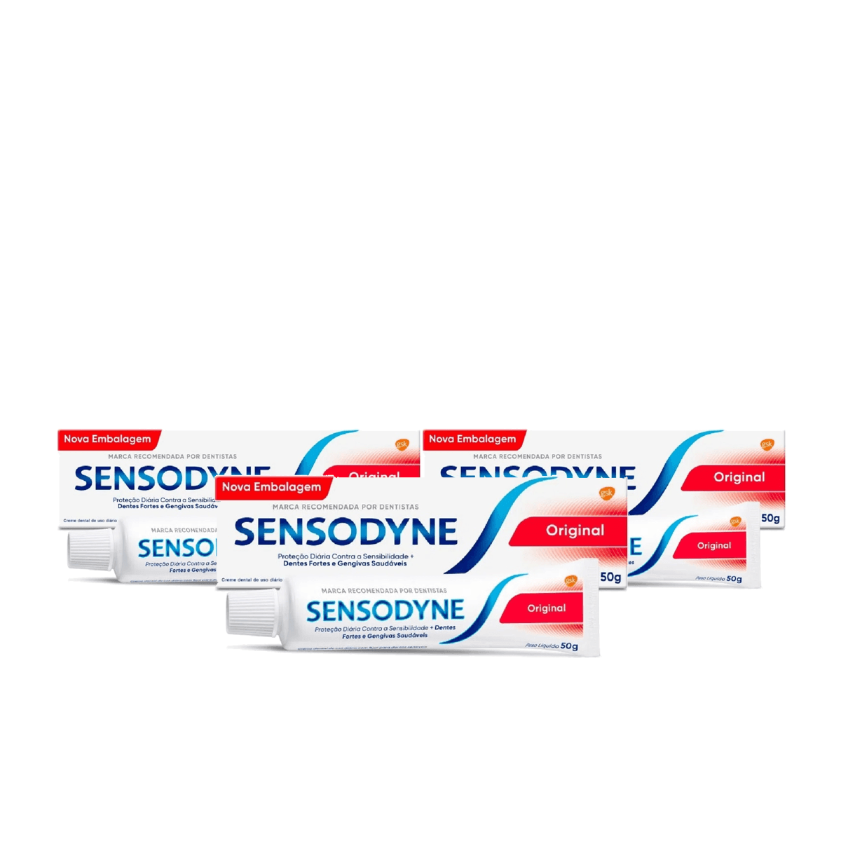 Kit 3 Unidades Creme Dental Sensodyne Original 50g - Imagem 1