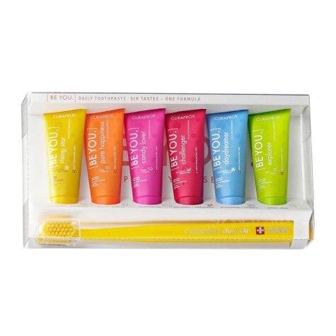 Kit Creme Dental Curaprox Be You 6 Unidades + Escova Dental CS5460 Ultra Soft Cores Sortidas - Imagem 1