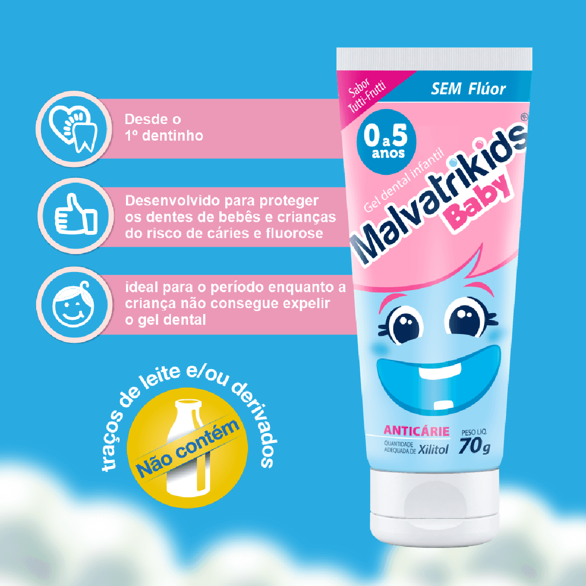 Gel Dental Infantil Malvatrikids Baby Sabor Tutti-Frutti 70g - Imagem 2