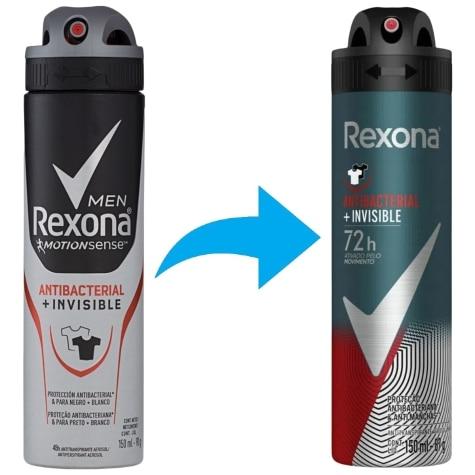 Desodorante Aerossol Rexona Men Antibacterial + Invisible 72h 150ml - Imagem 2