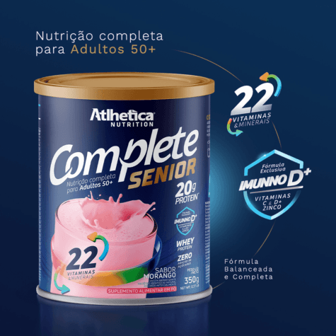 Suplemento Alimentar Atlhetica Nutrition Complete Senior 50+ Sabor Morango 350g - Imagem 4