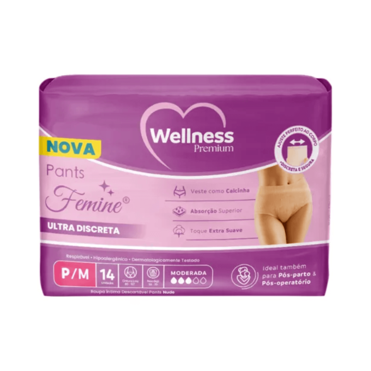 Roupa Intima Wellness Premium Feminina Pants P/M 14 Unidades - Imagem 1