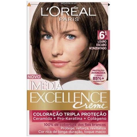 Tintura Imédia L'Oréal Paris Excellence Creme 6.1 Louro Escuro Acinzentado 179ml - Imagem 1