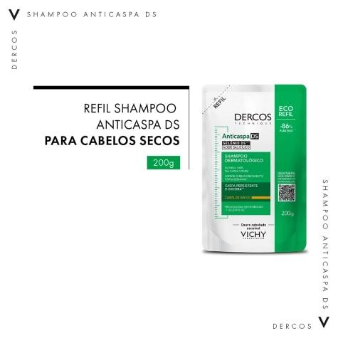 Shampoo Dercos Anticaspa DS Vichy Cabelo Seco Refil 200g - Imagem 2