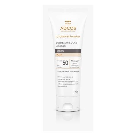 Protetor Solar Facial Adcos Mineral FPS50 Mousse Cor Peach 50g - Imagem 1