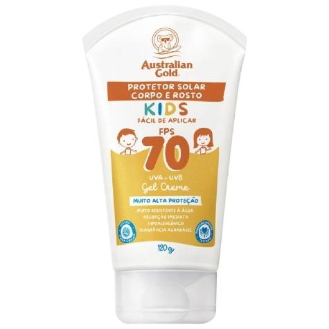 Protetor Solar Facial e Corporal Australian Gold Kids FPS70 Gel Creme Incolor 120g - Imagem 1