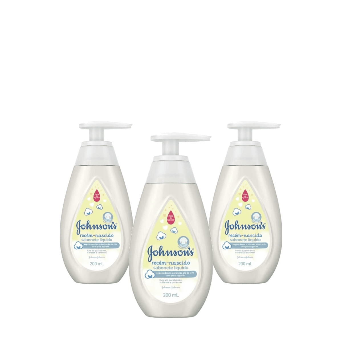 Kit 3 Unidades Sabonete Líquido Johnson's Recém-Nascido 200ml - Imagem 1