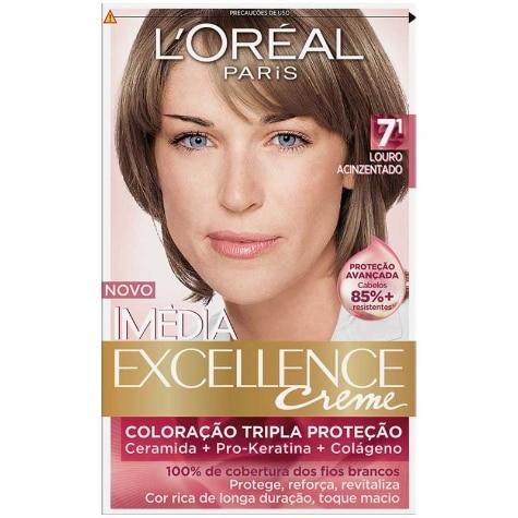 Tintura Imédia L'Oréal Paris Excellence Creme 7.1 Louro Acinzentado 179ml - Imagem 1