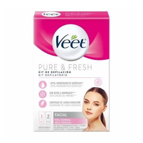 Kit Depilatório Facial Creme Veet Pure & Fresh Pele Normal 50ml + Creme Pós-Depilatório 50ml - Imagem 1