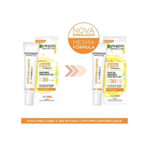 Protetor Facial Hidratante Garnier SkinActive Uniform & Matte Vitamina C FPS30 15g - Imagem 2