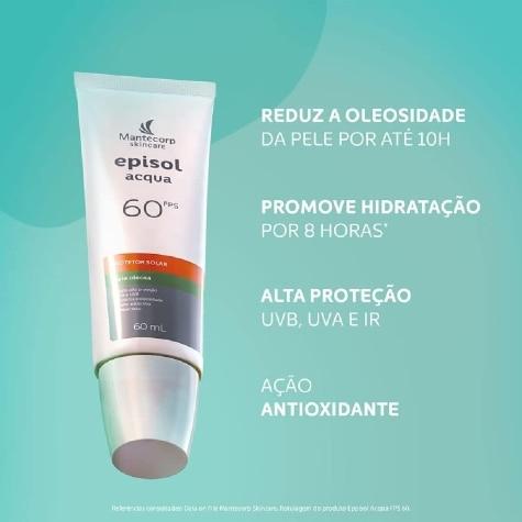 Protetor Solar Facial Episol Acqua FPS60 Pele Oleosa 60ml - Imagem 3