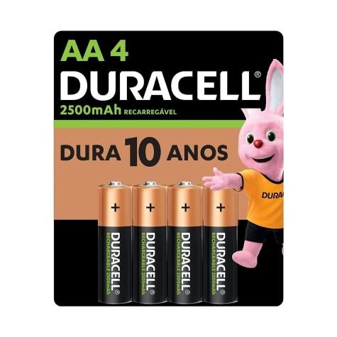 Pilha Alcalina Duracell AA Recarregável 4 Unidades - Imagem 1