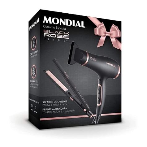 Conjunto Especial Secador + Prancha Mondial Black Rose Line KT-90 127V - Imagem 4