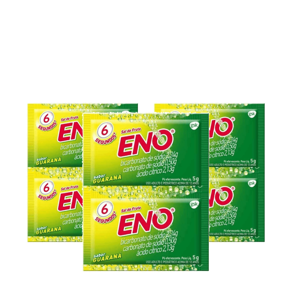 3 Unidades de Sal de Fruta Eno Guaraná Pó Efervescente 2 Envelopes 5g - Imagem 1