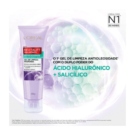 Gel de Limpeza Profunda L'Oréal Paris Revitalift Hialurônico Antioleosidade 80g - Imagem 4