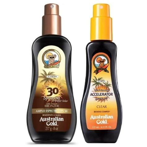 Kit Protetor Solar Australian Gold FPS30 237ml 70% Desc Spray Bronzeamento Dark Tanning Clear 125ml - Imagem 2