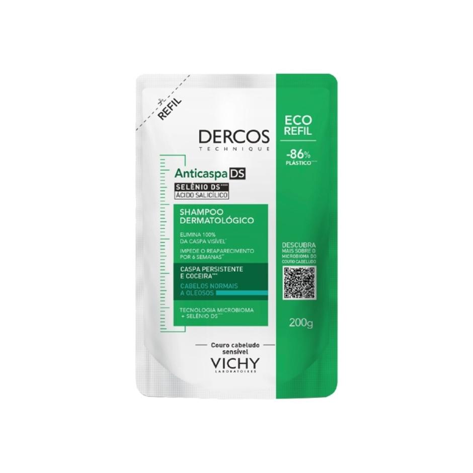 Shampoo Dercos Anticaspa DS Vichy Cabelo Normal a Oleoso Refil 200g