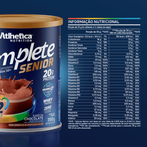 Suplemento Alimentar Atlhetica Nutrition Complete Senior 50+ Sabor Chocolate 350g - Imagem 6