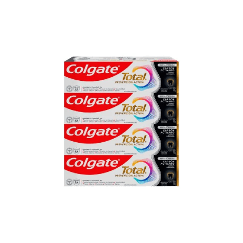 Creme Dental Colgate Total Prevenção Ativa Carvão Ativado 90g 4 Unidades - Imagem 1