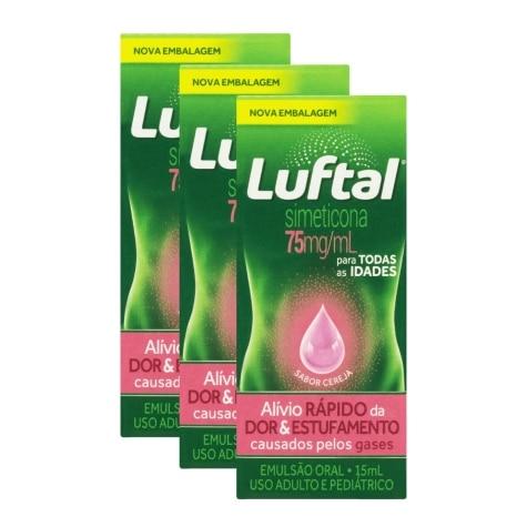 Kit 3 Unidades Luftal Gotas 75mg Sabor Cereja 15ml - Imagem 1