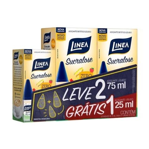 Adoçante Líquido Linea Sucralose 75ml 2 Unidades Grátis Adoçante Linea 25ml - Imagem 1