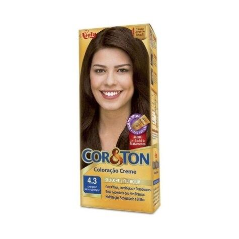 Tintura Cor&ton Niely Coloração Creme 4.3 Castanho Médio Dourado 135g - Imagem 1