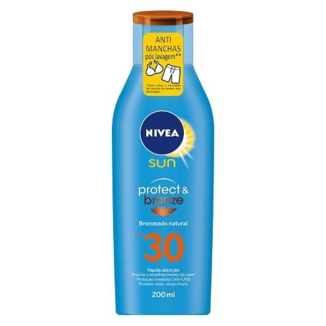 Protetor Solar Facial e Corporal Nivea Sun Protect & Bronze FPS30 200ml - Imagem 1
