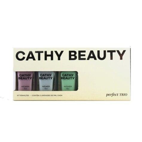 Kit Esmaltes Cremosos Cathy Beauty Perfect 3 Unidades 9ml - Imagem 1